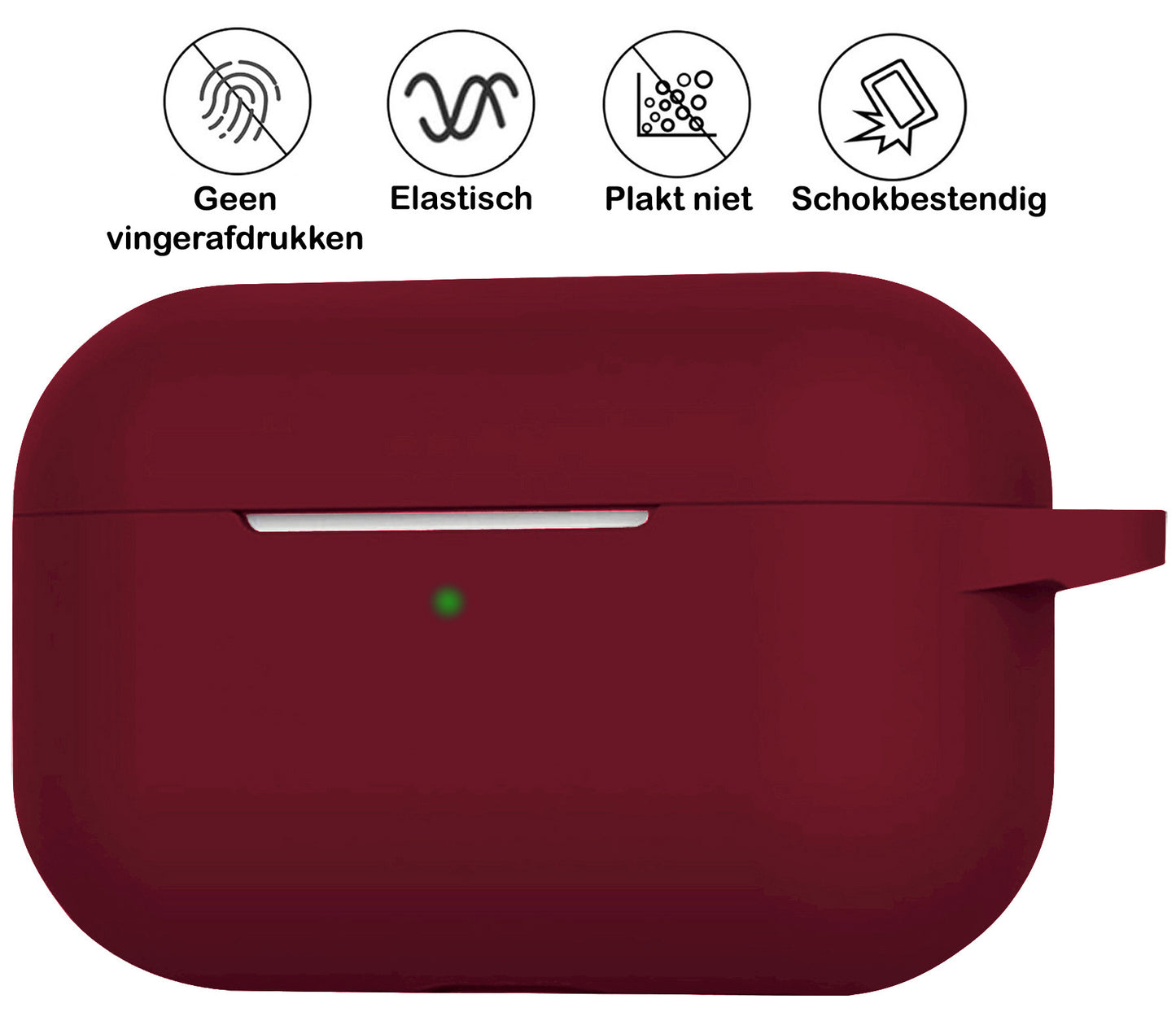 AirPods 3 Hoesje Siliconen met Clip - Donkerrood