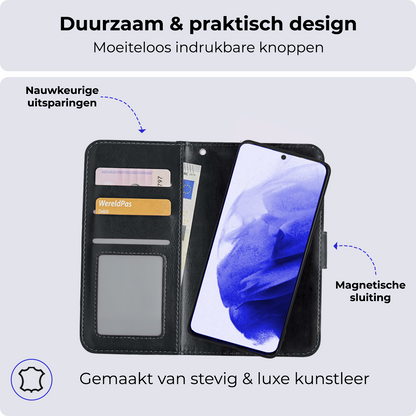 Samsung S21 Plus Hoesje Bookcase Cover Uitneembaar - Zwart