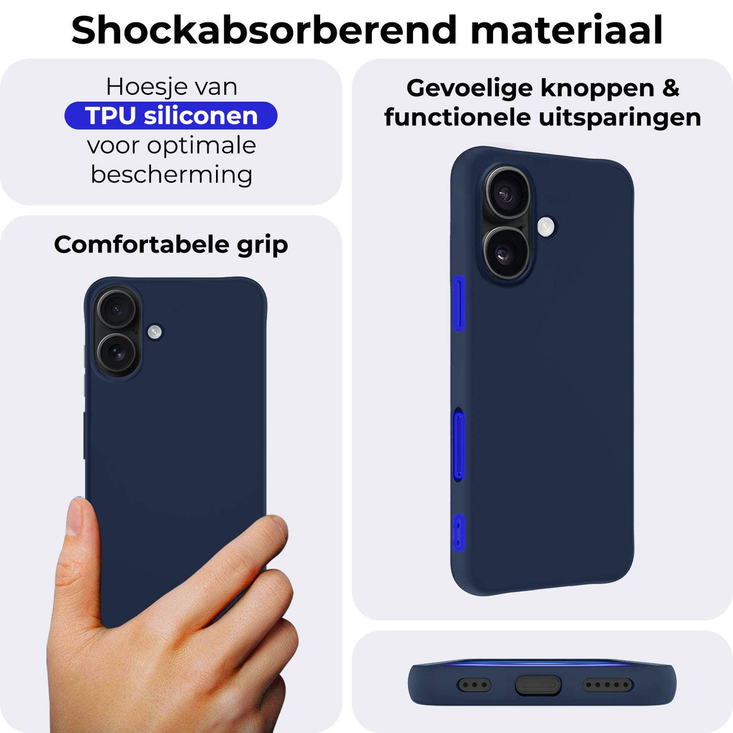 iPhone 16 Plus Hoesje Siliconen - Donkerblauw