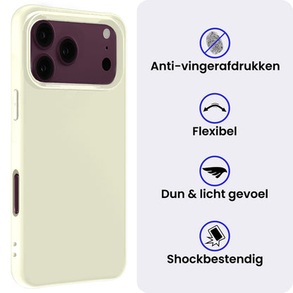 iPhone 18 Pro Max Hoesje Siliconen Backcover Lichtgewicht - Wit
