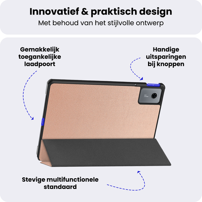 Lenovo Idea Tab Trifold Bookcase Hoes - Rosé goud