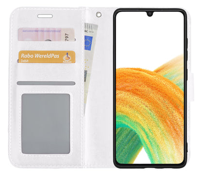 Samsung A33 Hoesje Bookcase Cover met Kaarthouder - Wit