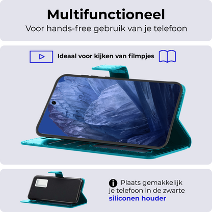 Google Pixel 8a Hoesje Book Case Kunstleer - Turquoise