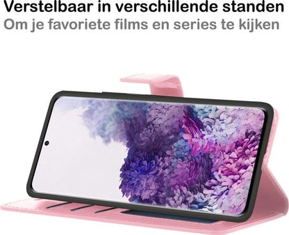 Samsung S20 Hoesje Bookcase Cover met Kaarthouder - Lichtroze