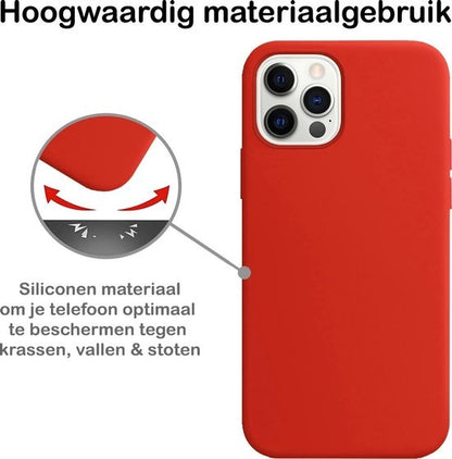 iPhone 12 Pro Max Hoesje Siliconen Backcover Lichtgewicht - Rood