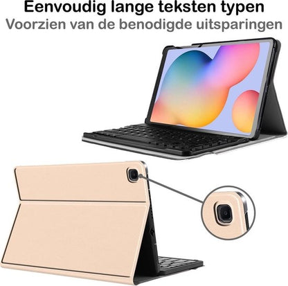 Samsung Galaxy Tab S6 Lite Toetsenbord Hoes met Uitneembaar toetsenbord - Goud
