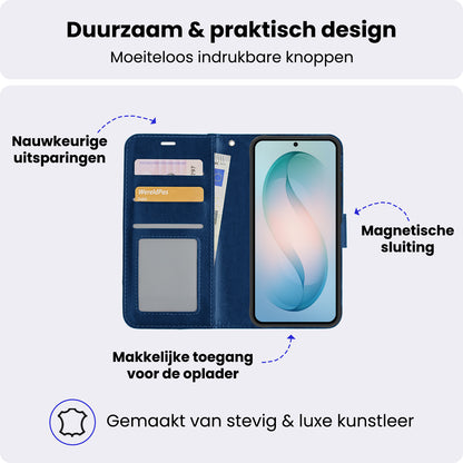 Samsung S26 Plus Hoesje Bookcase Cover met Kaarthouder - Donkerblauw