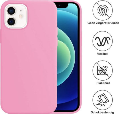 iPhone 12 Mini Hoesje Siliconen Backcover Lichtgewicht - Lichtroze