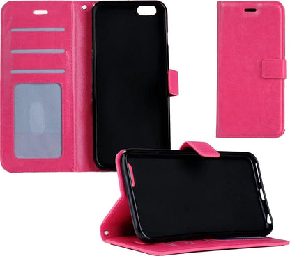 iPhone 5/5s/5SE Hoesje Bookcase Cover met Kaarthouder - Donkerroze