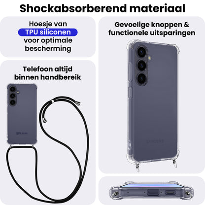 Samsung A57 Hoesje met Koord Backcover Shockproof - Transparant