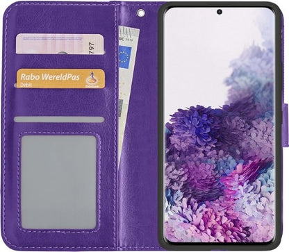 Samsung S20 Hoesje Bookcase Cover met Kaarthouder - Paars