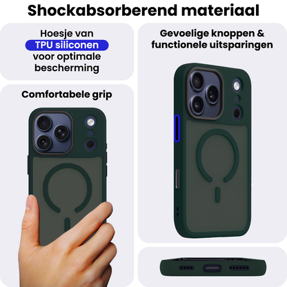 iPhone 17 Pro Max Hoesje Geschikt voor Magsafe Backcover Shockproof - Donkergroen