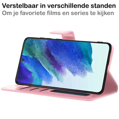 Samsung S21 FE Hoesje Book Case Kunstleer - Lichtroze