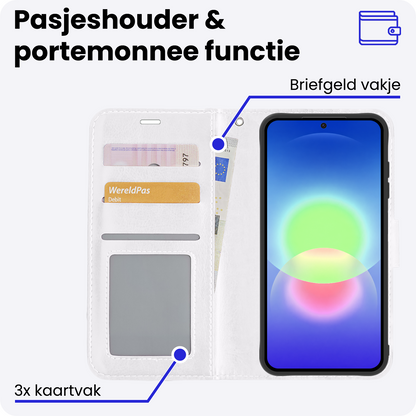 Samsung A27 Hoesje Bookcase Cover met Kaarthouder - Wit