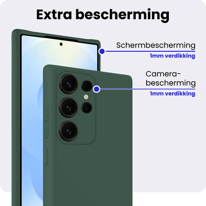 Samsung S25 Ultra Hoesje Siliconen Backcover Lichtgewicht - Donkergroen
