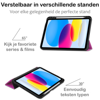 iPad 2022 Hoesje Book Case Met Apple Pencil Uitsparing - Paars