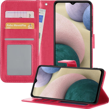 Samsung A12 Hoesje Book Case Kunstleer - Donkerroze