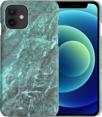 iPhone 12 Hoesje Marmer Hard Case Cover - Groen