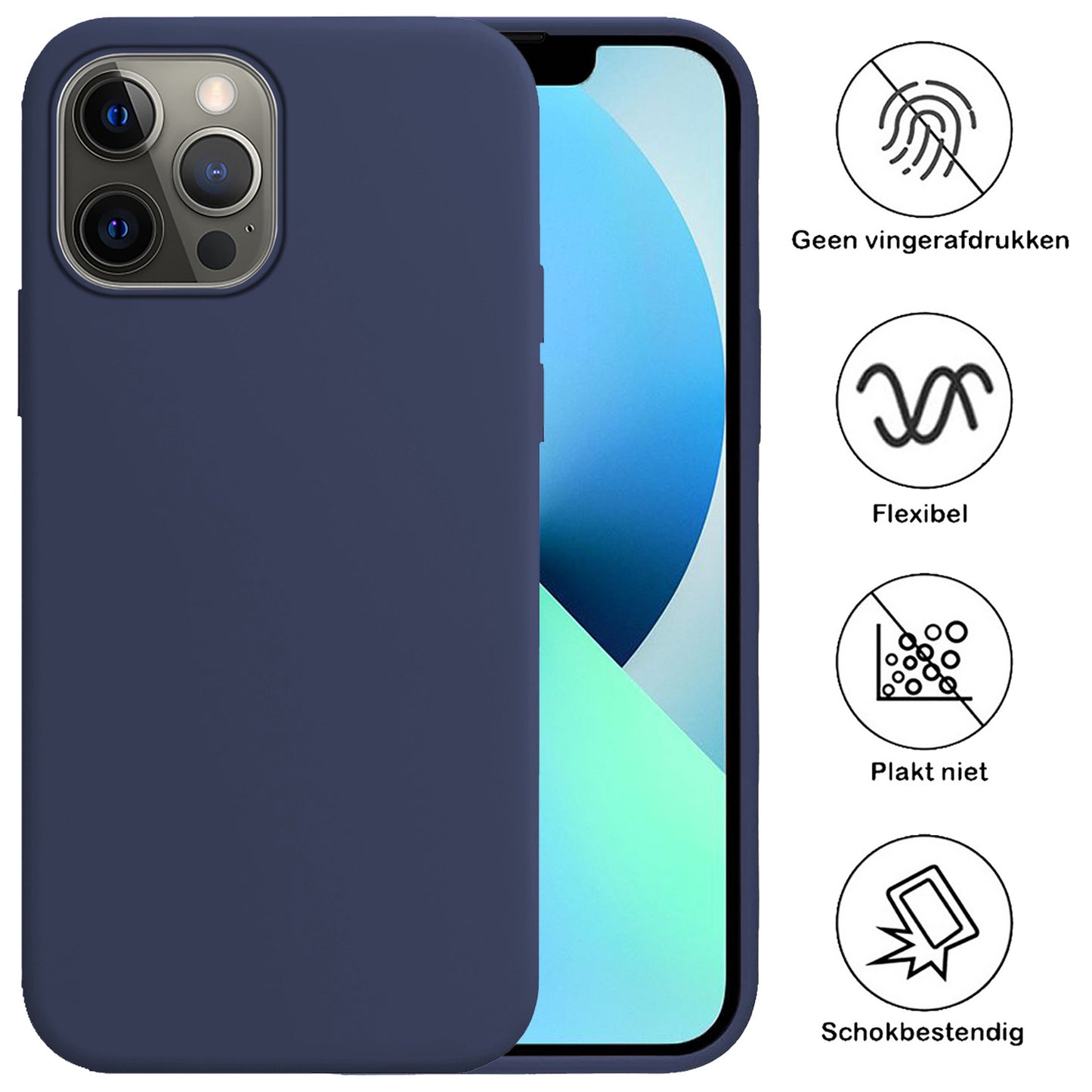 iPhone 13 Pro Hoesje Siliconen - Donkerblauw