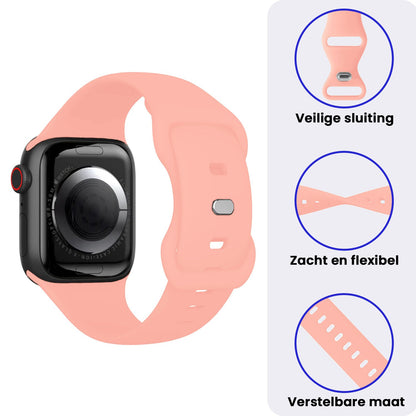 Apple Watch 1, 2, 3, 4, 5, 6, 7, 8, 9, SE - 38/40/41 mm Bandje Siliconen met verstelbare polsband - Oud Roze
