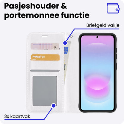 Samsung A37 Hoesje Bookcase Cover met Kaarthouder - Wit