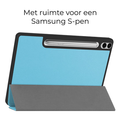 Samsung Galaxy Tab S9 FE Plus Trifold Bookcase Hoes met Penhouder voor S Pen - Lichtblauw