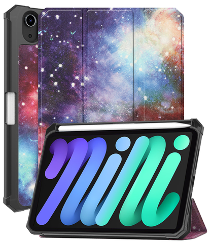 iPad Mini 7 Trifold Bookcase Hoes met Penhouder voor Apple Pen - Galaxy