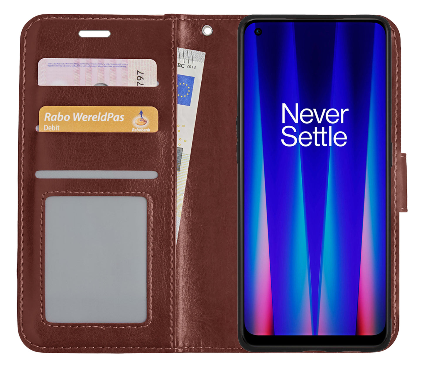 OnePlus Nord CE 2 Hoesje Book Case Kunstleer - Bruin