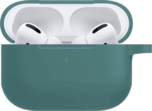 Airpods Pro Hoesje Siliconen met Clip - Midnight Green