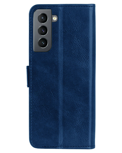 Samsung S22 Hoesje Bookcase Cover met Kaarthouder - Donkerblauw