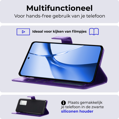 OnePlus Nord CE 4 Hoesje Bookcase Cover met Kaarthouder - Paars