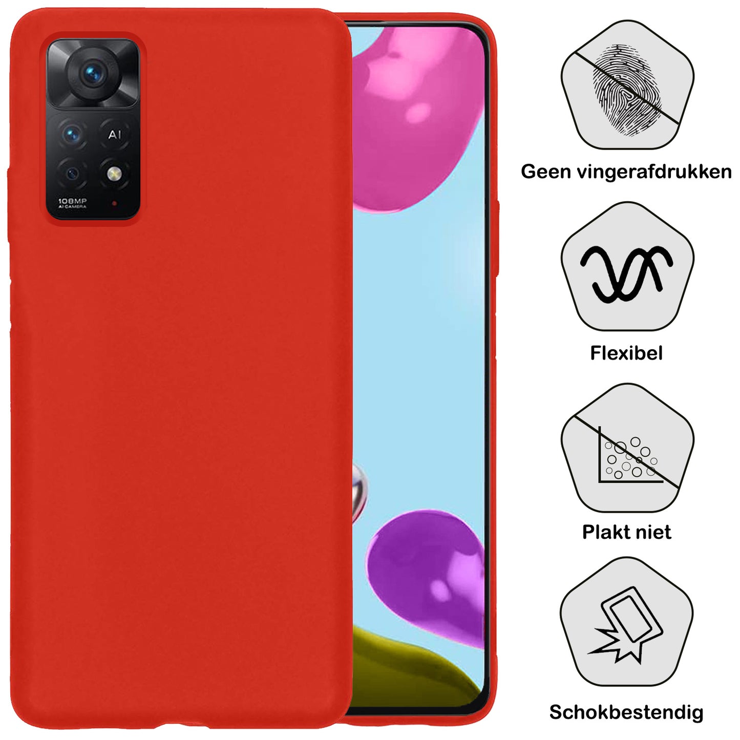 Xiaomi Redmi Note 11 Hoesje Siliconen - Rood