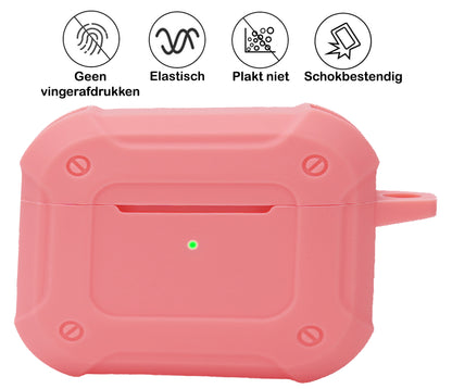 AirPods 3 Hoesje Shock Proof Case Siliconen met Clip - Lichtroze