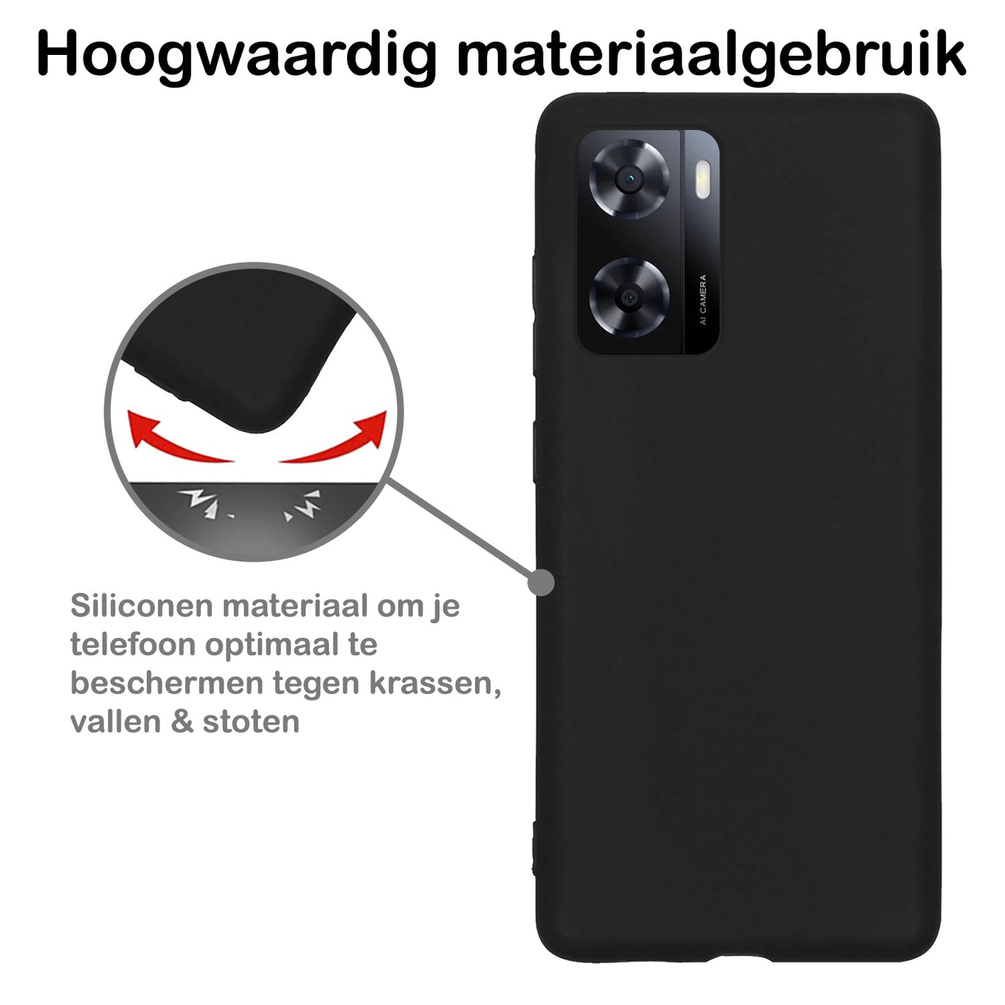 OPPO A57 Hoesje Siliconen - Zwart