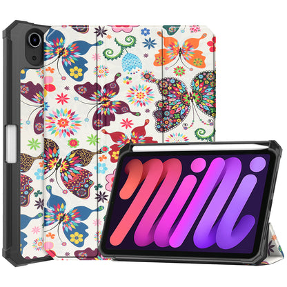 iPad Mini 6 Trifold Bookcase Hoes met Penhouder voor Apple Pen - Vlinders