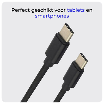 USB-C Kabels Oplaadkabel Datakabel USB C Kabel Nylon Gevlochten - USB C naar USB C Kabel - USB C Oplader - 1.8 meter - Zwart