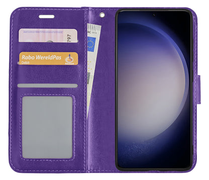 Samsung S23 Hoesje Bookcase Cover met Kaarthouder - Paars