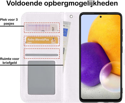 Samsung A72 5G Hoesje Bookcase Cover met Kaarthouder - Wit