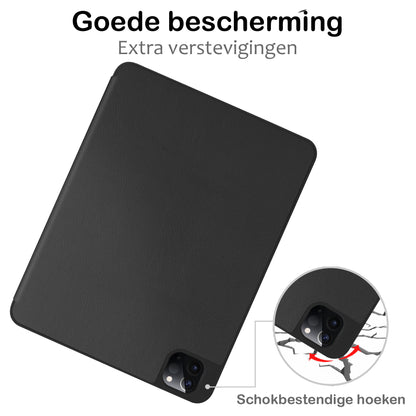 iPad Pro 2022 (12.9 inch) Trifold Bookcase Hoes met Penhouder voor Apple Pen - Zwart