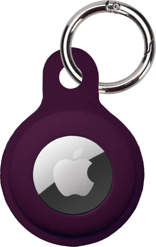 Apple AirTag Sleutelhanger Hoesje Siliconen - Aubergine