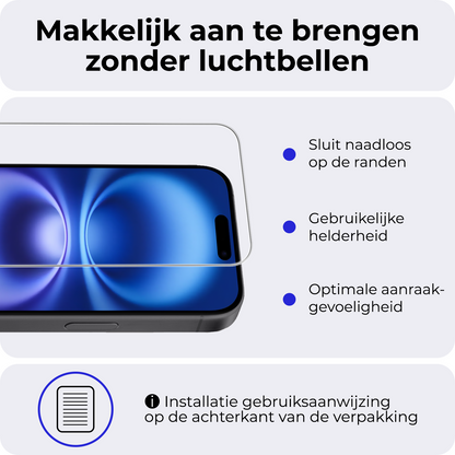 iPhone 16 Screenprotector Gehard Glas - Volledige dekking