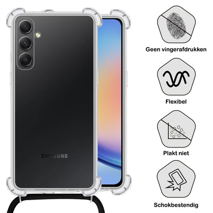 Samsung A34 Hoesje met Koord Siliconen - Transparant