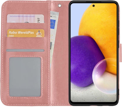 Samsung A72 5G Hoesje Bookcase Cover met Kaarthouder - Rosé goud