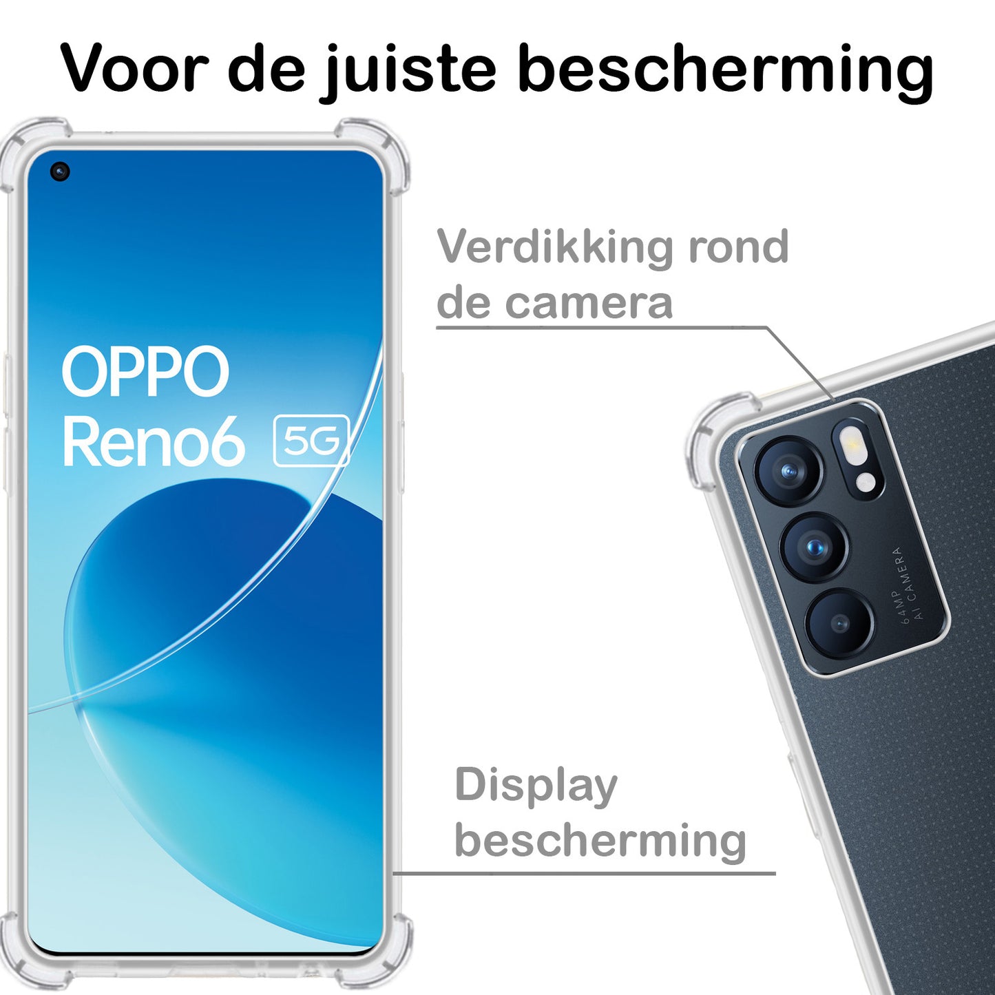 OPPO Reno 6 Hoesje Shock Proof Siliconen - Transparant