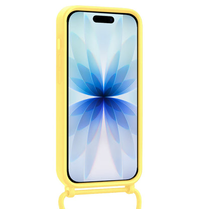 iPhone 17 Hoesje Met Telefoonkoord en Pasjeshouder Siliconen - Geel