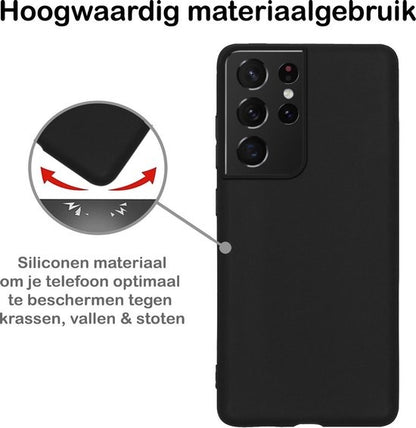 Samsung S21 Ultra Hoesje Siliconen Backcover Lichtgewicht - Zwart