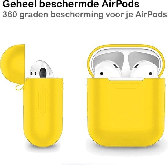 AirPods Hoesje Siliconen met Clip - Geel