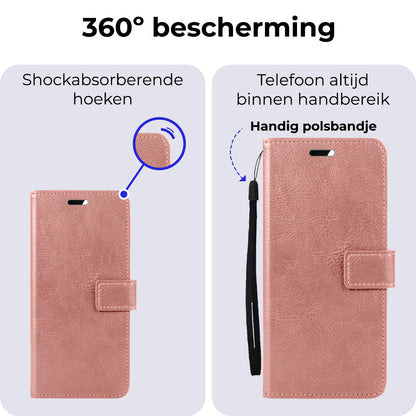 Samsung A55 Hoesje Bookcase Cover met Kaarthouder - Rosé goud