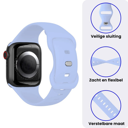 Apple Watch 1, 2, 3, 4, 5, 6, 7, 8, 9, SE - 38/40/41 mm Bandje Siliconen met verstelbare polsband - Baby Blauw