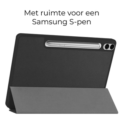 Samsung Galaxy Tab S9 FE Plus Trifold Bookcase Hoes met Penhouder voor S Pen - Zwart
